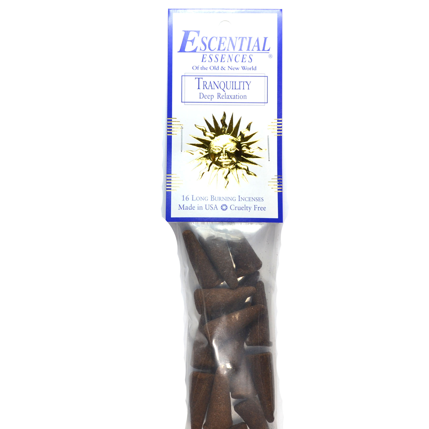 16/pk Tranquility escential essences incense cones
