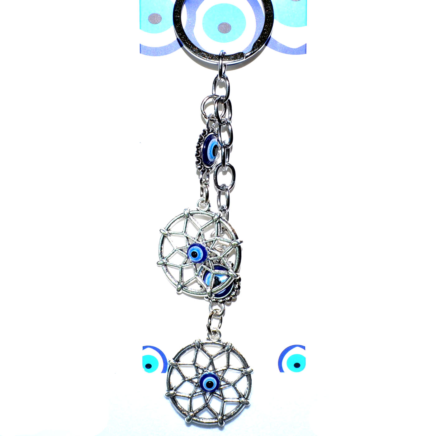 Double Dreamcatcher evil eye keychain